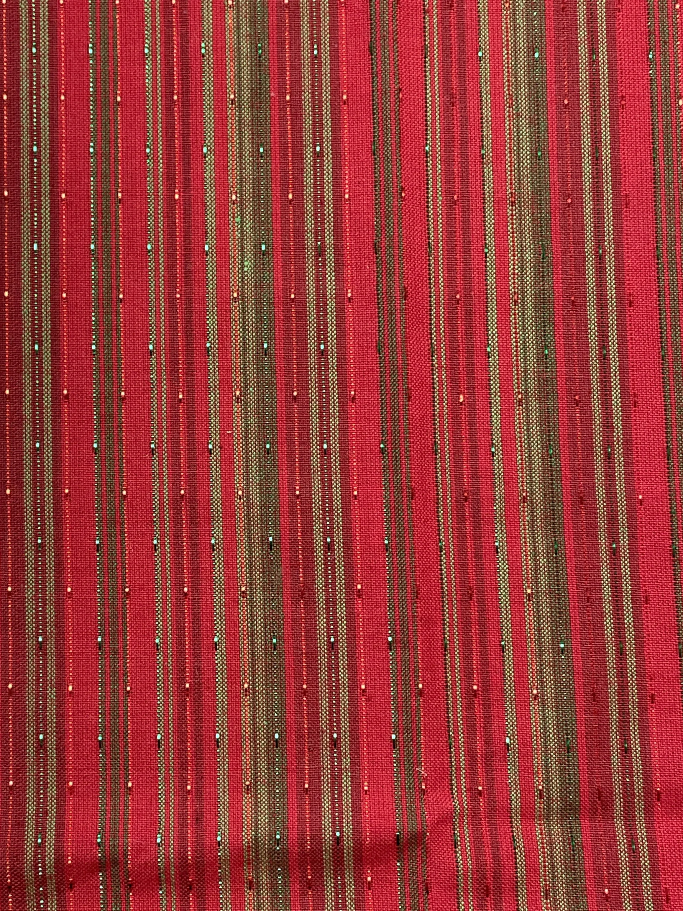 1 YD Cotton and Metallic Yarn-Dyed Stripes - Red and Green