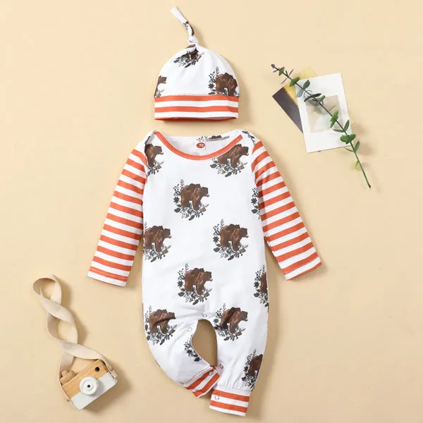 [6M-3Y] 2pcs Baby Christmas Printed Long-Sleeve Romper