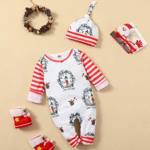 [6M-3Y] 2pcs Baby Christmas Printed Long-Sleeve Romper