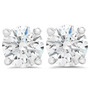 7/8ct Round Cut Diamond Studs Screw Back 14K White Gold Lab Grown