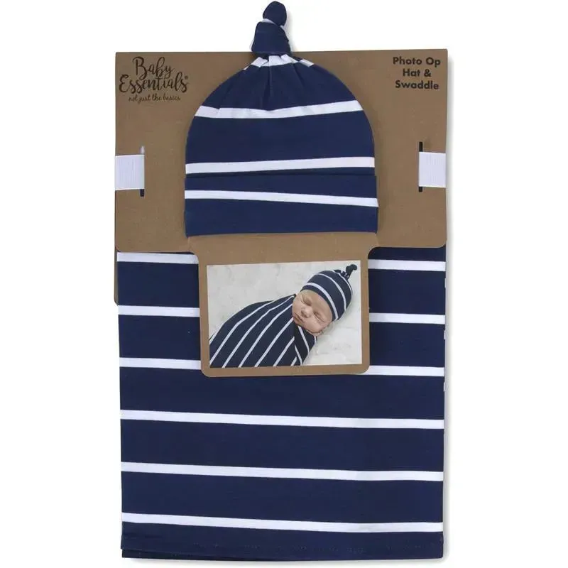 A.D Sutton - Baby Cotton Swaddle Blanket Wrap with Headband or Hat Set, Blue Space