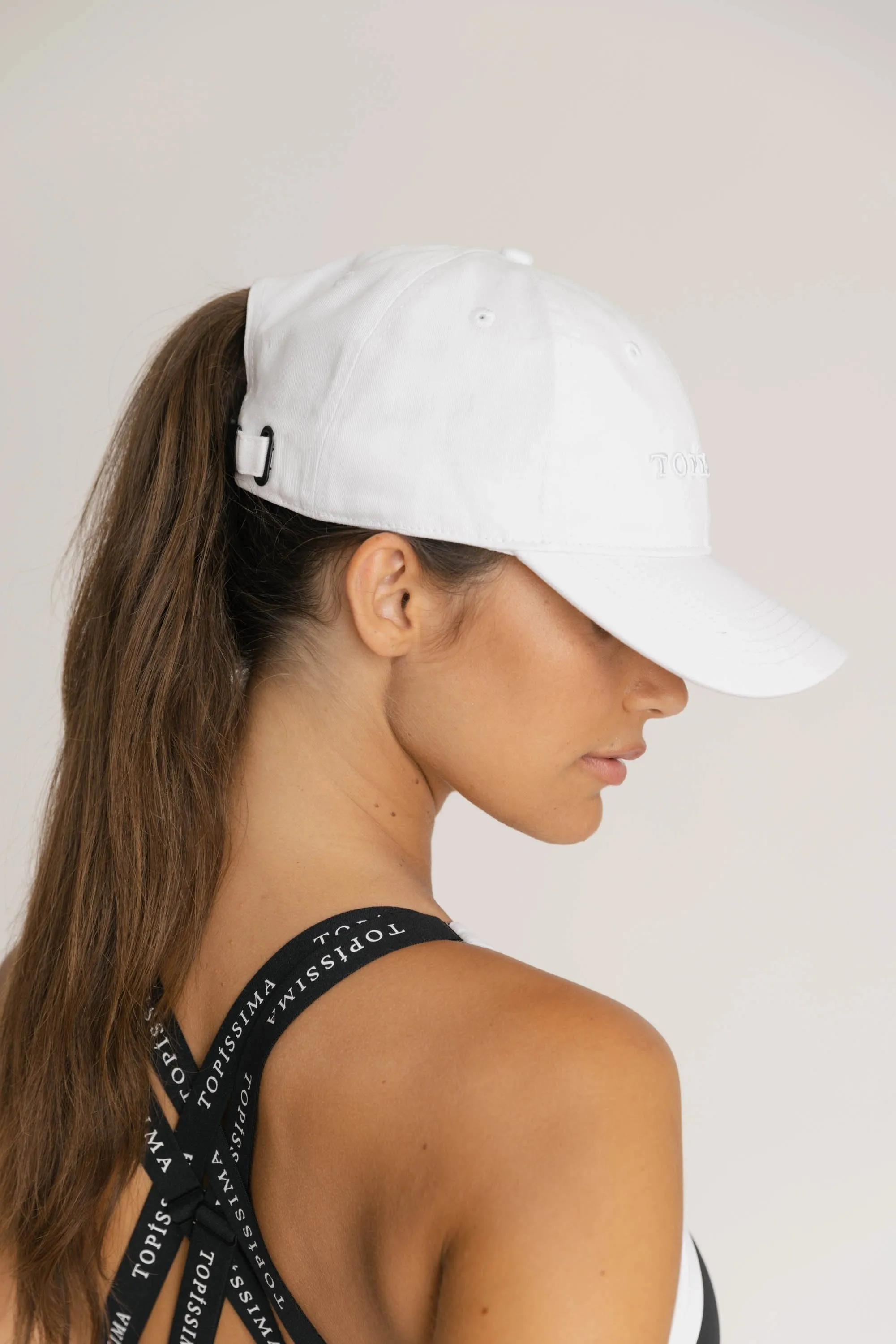 Adjustable White Cotton Cap