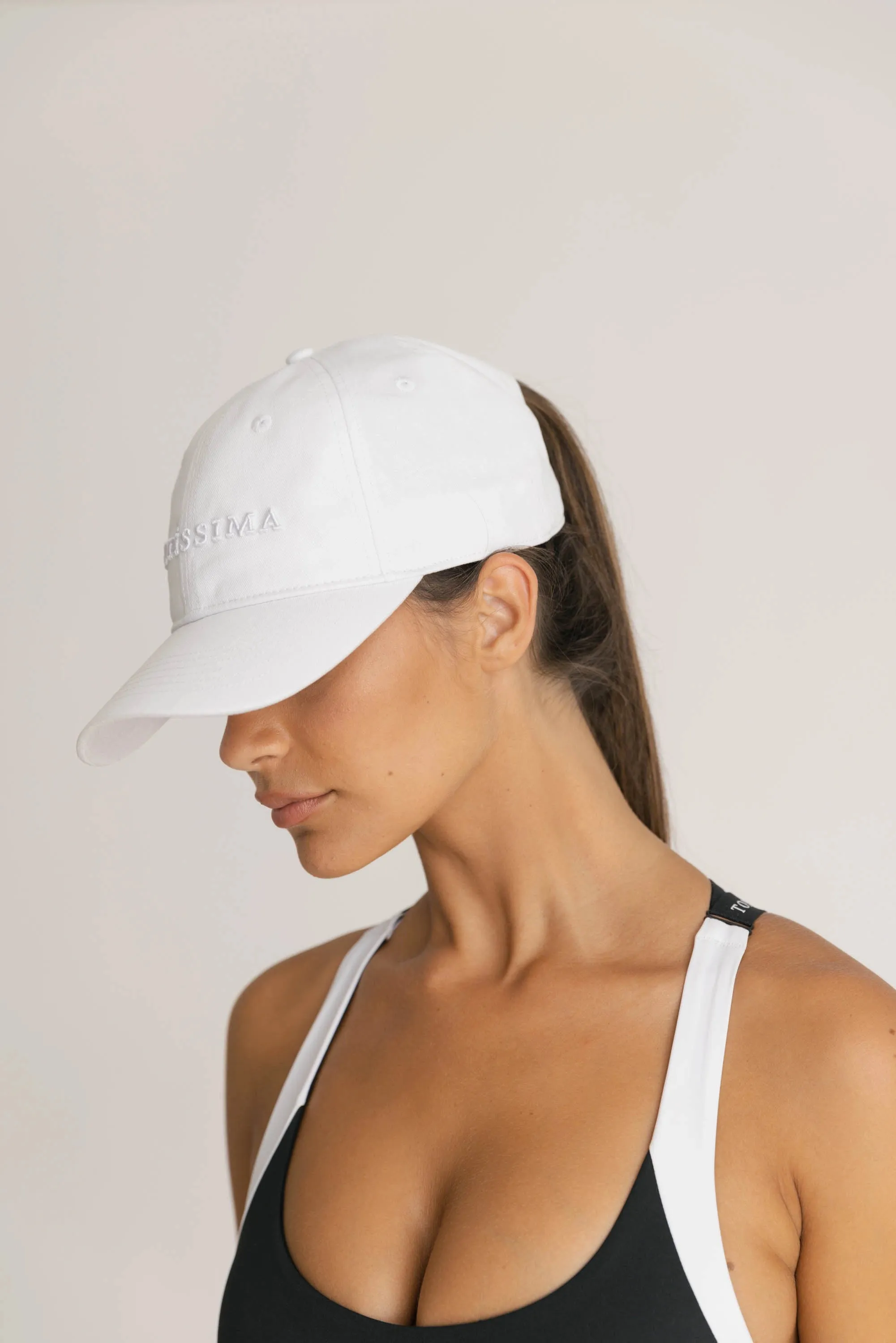 Adjustable White Cotton Cap