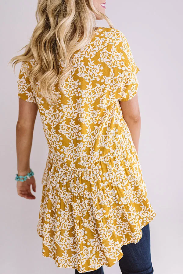 All My Love Floral Shift Top in Mustard