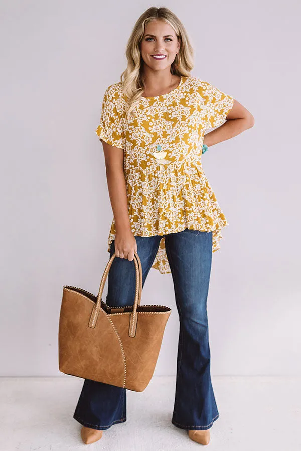 All My Love Floral Shift Top in Mustard