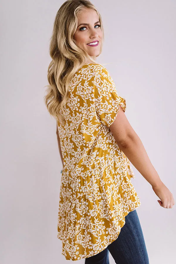 All My Love Floral Shift Top in Mustard