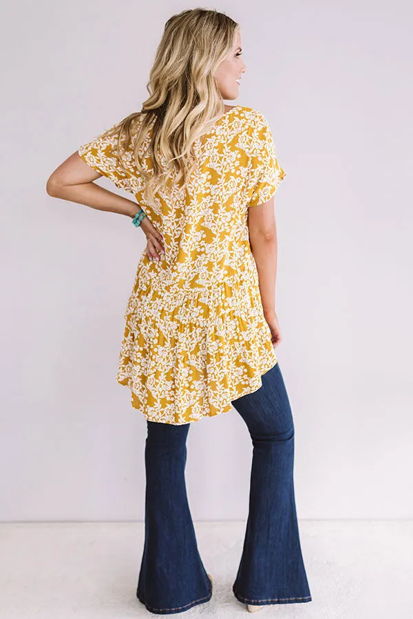 All My Love Floral Shift Top in Mustard