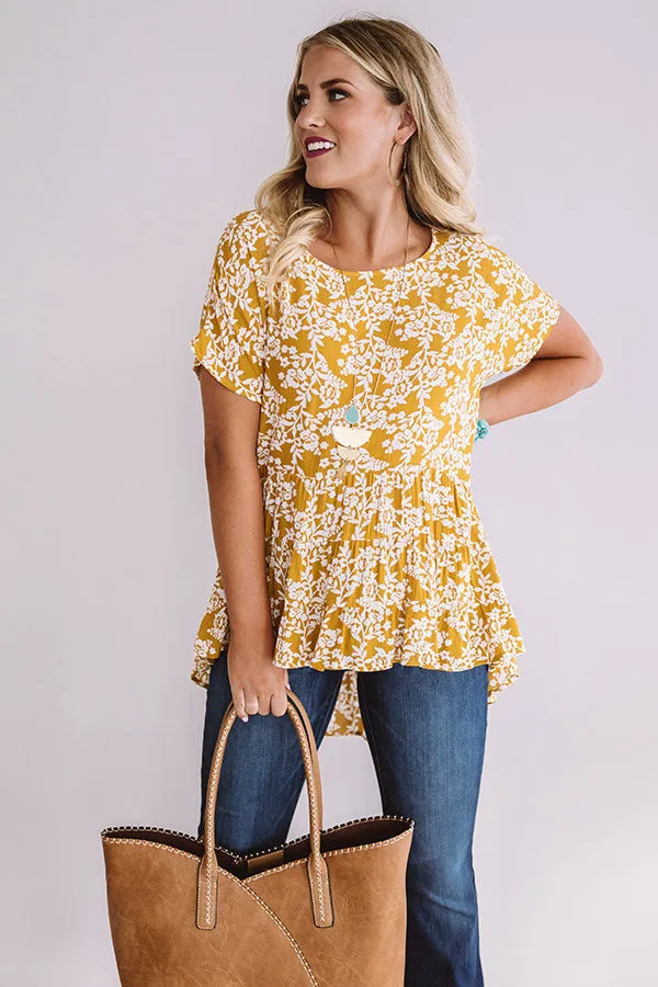 All My Love Floral Shift Top in Mustard