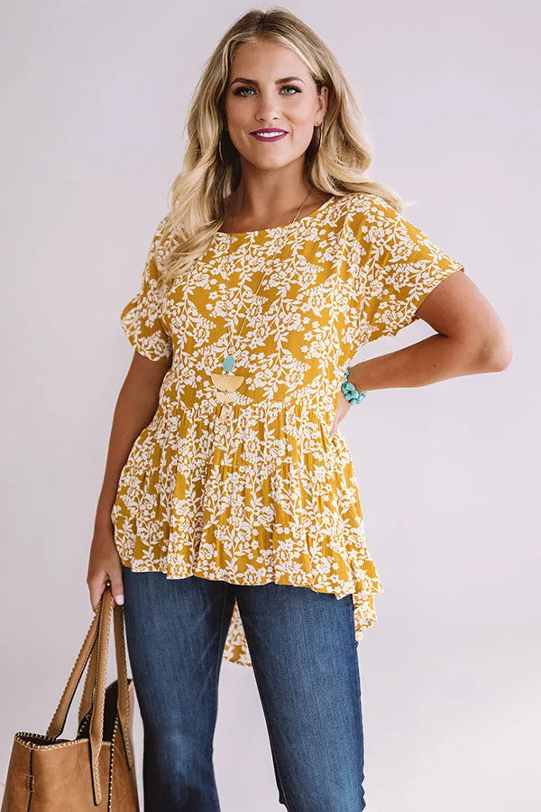 All My Love Floral Shift Top in Mustard