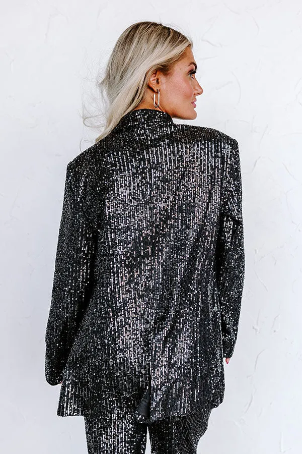 Alluring Avenue Sequin Blazer in Black