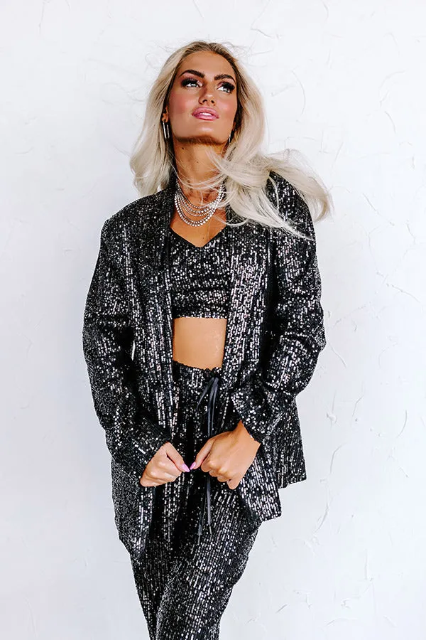 Alluring Avenue Sequin Blazer in Black