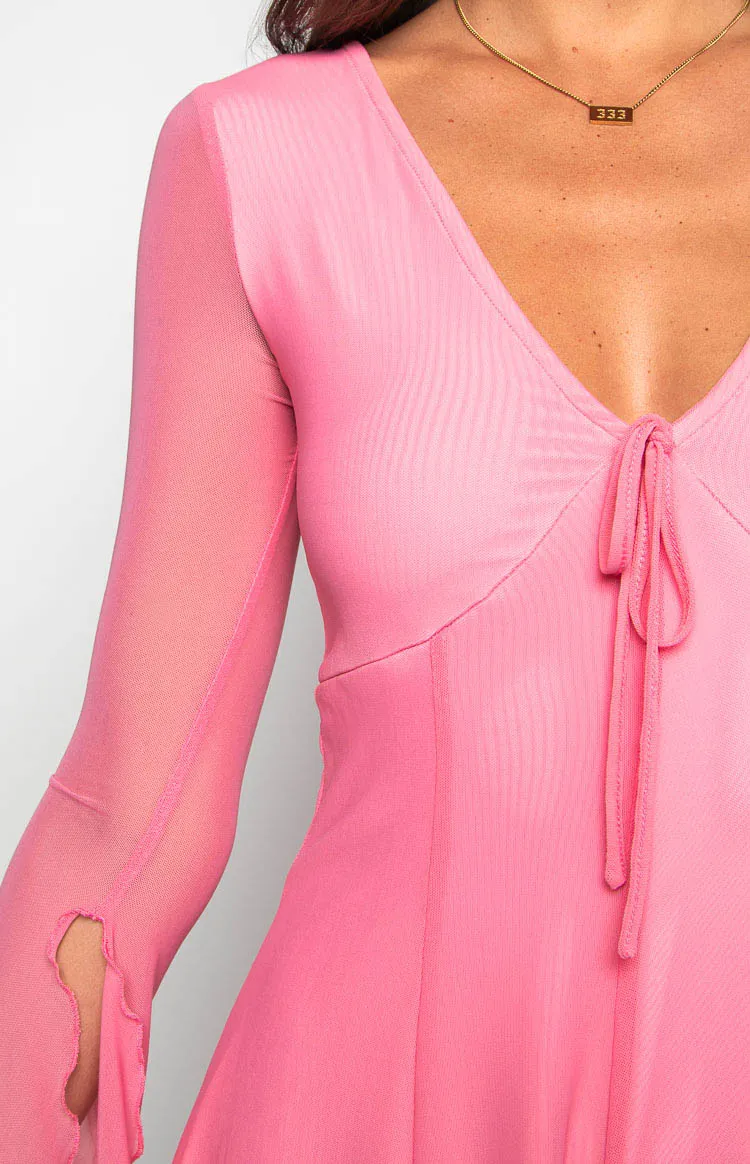 Ambrose Pink Long Sleeve Playsuit