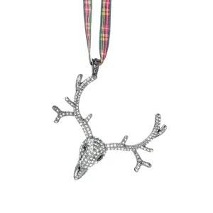 Antler Hanging Christmas Ornament With Tartan Ribbon