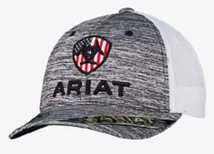 Ariat Youth Logo Flag Patch Ball Cap in Grey/White