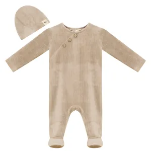 Bebe Bella Taupe Velour Faux Wrap Footie