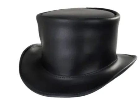 Black Premium Leather Top Hat