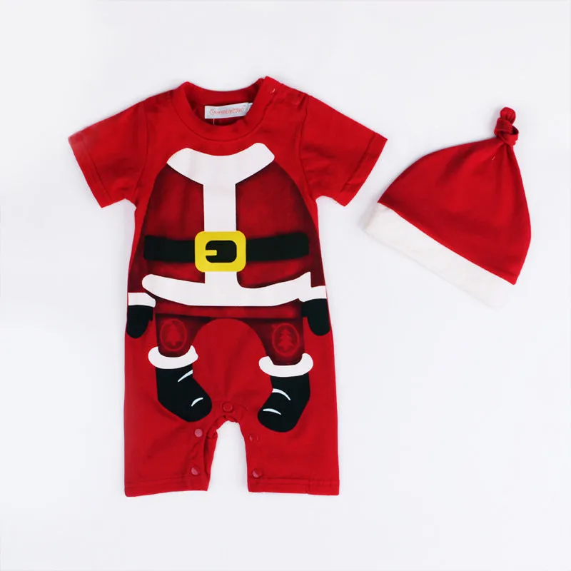 C6 Baby Boy Christmas Outfit Santa Claus Romper Two Piece Set - 1125