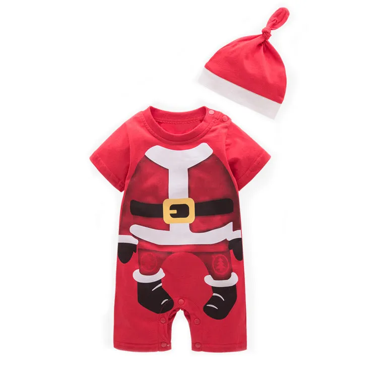 C6 Baby Boy Christmas Outfit Santa Claus Romper Two Piece Set - 1125