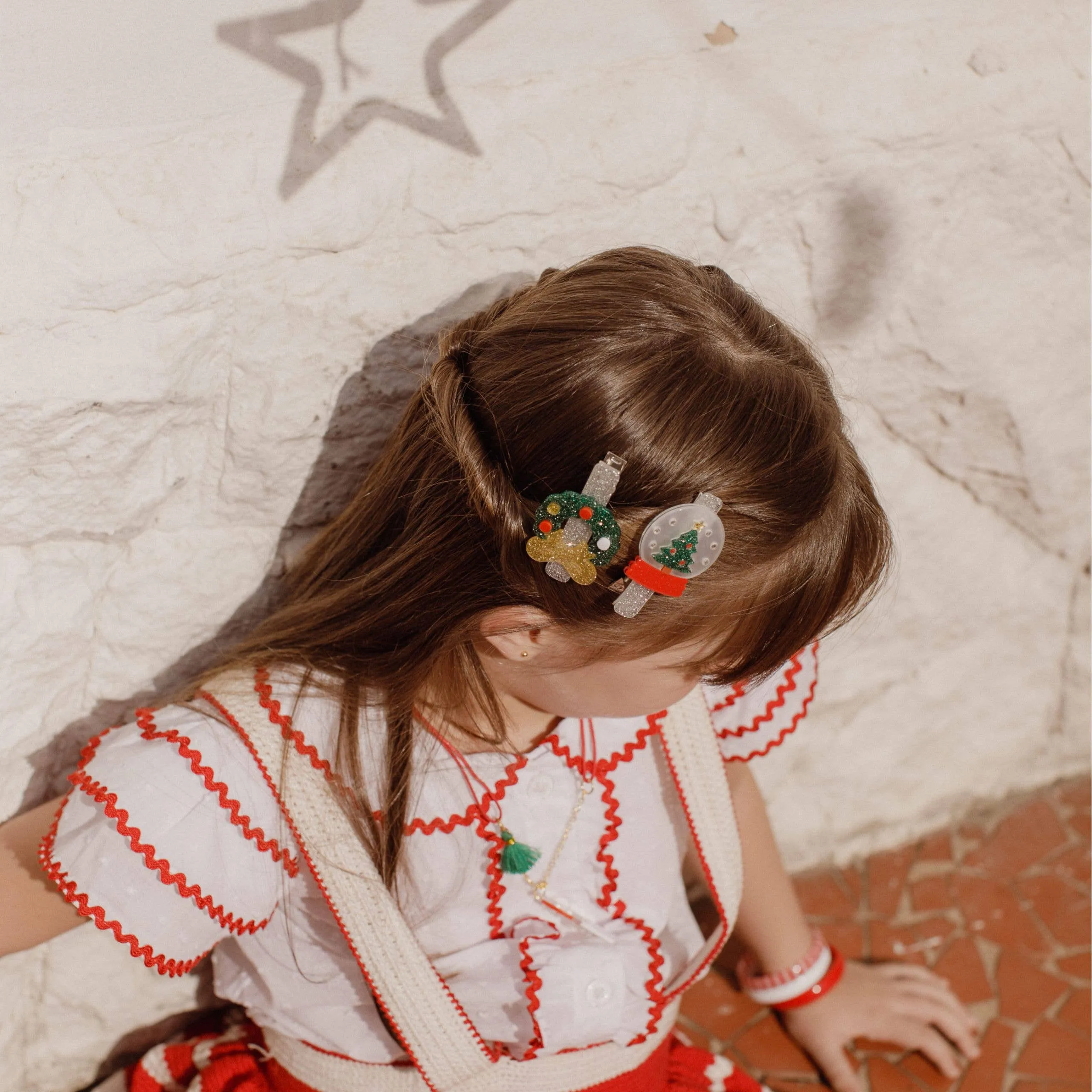 Christmas Wreath & Snow Globe Holiday Hair Clips