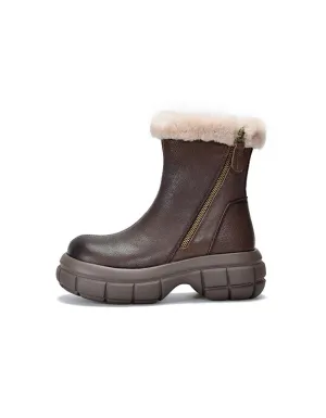 Comfortable Fur Liner Wide Toe Box Platform Winter Boots