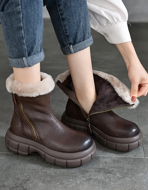 Comfortable Fur Liner Wide Toe Box Platform Winter Boots