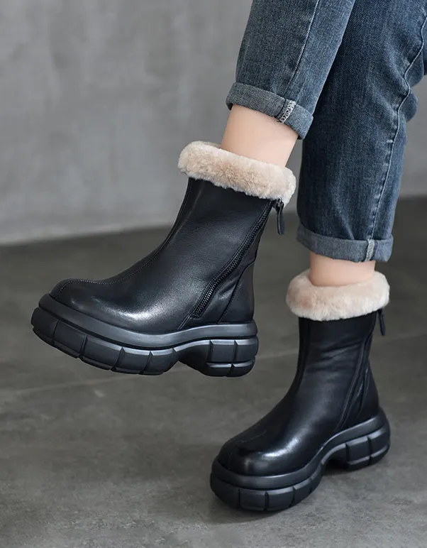 Comfortable Fur Liner Wide Toe Box Platform Winter Boots