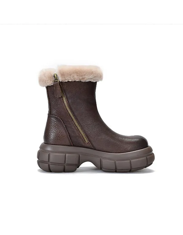 Comfortable Fur Liner Wide Toe Box Platform Winter Boots