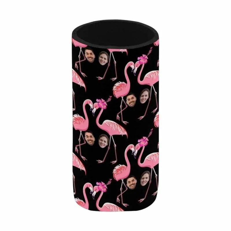 Custom Couple Face Can Coolers Wedding Koozies Personalized Flamingo Neoprene Can Cooler Non Slip for Beer Cans and Bottles