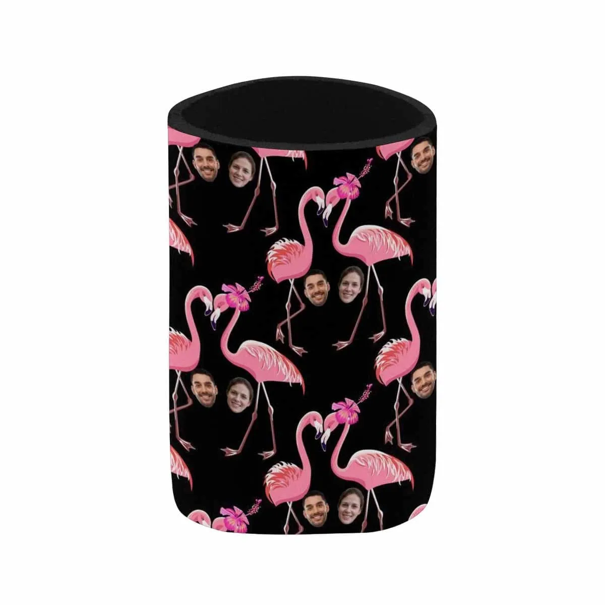 Custom Couple Face Can Coolers Wedding Koozies Personalized Flamingo Neoprene Can Cooler Non Slip for Beer Cans and Bottles