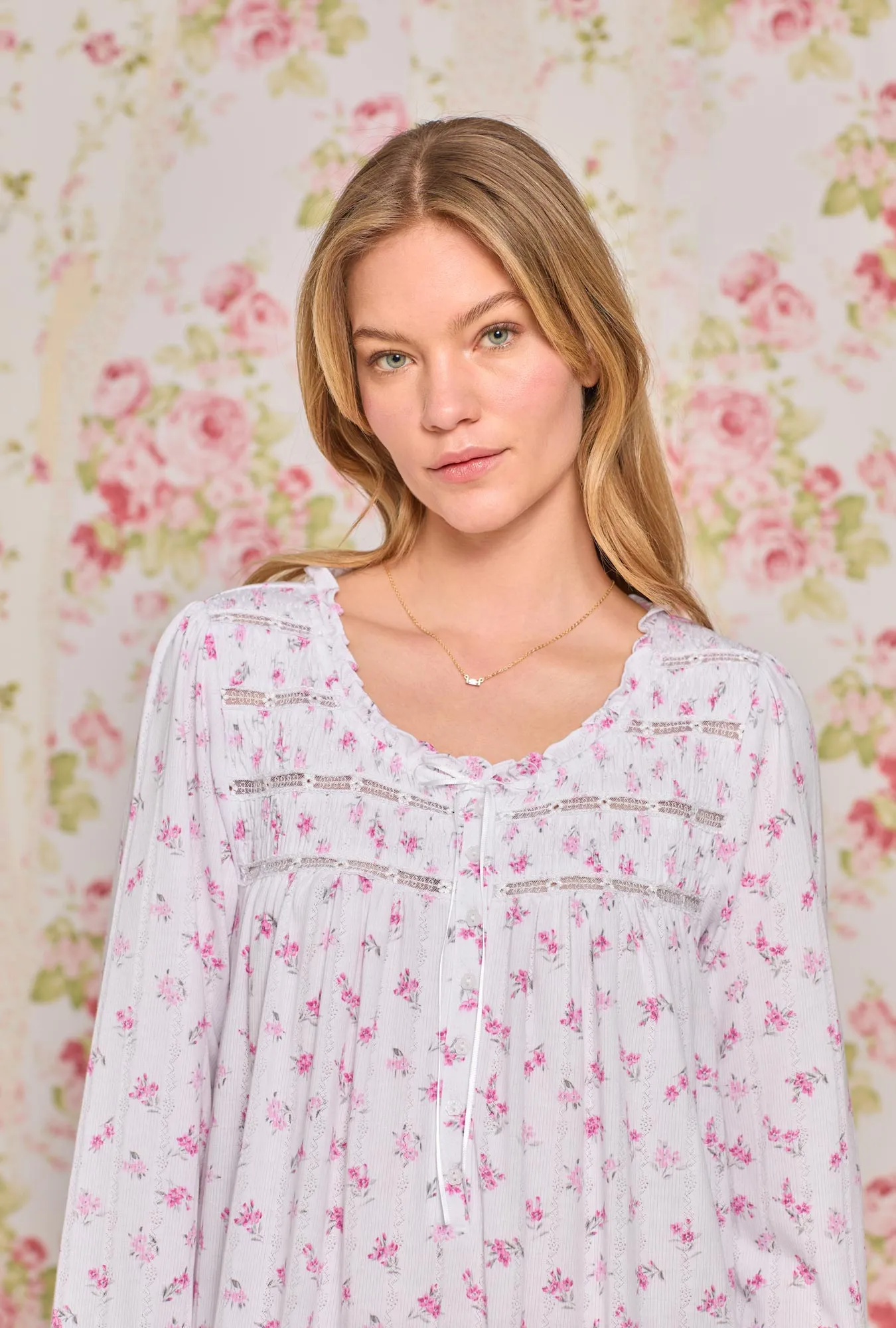 Dreamy Rose  Pointelle Long Sleeve Nightgown