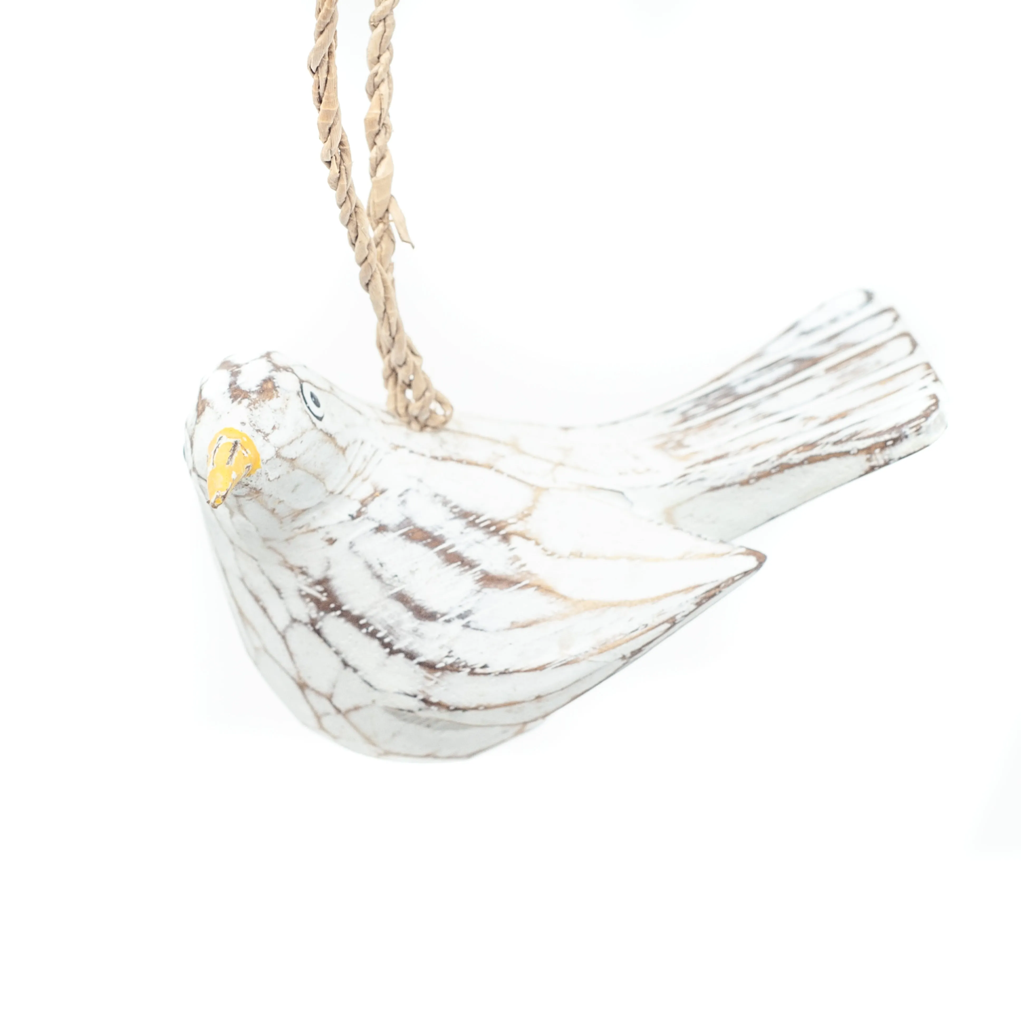 Driftwood Bird Yellow Beak Hanging Ornament