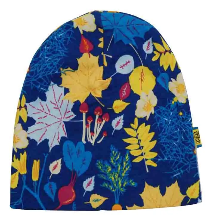 DUNS Beanie Hat - Fall Flowers Blue