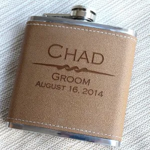 Engraved Leather Flask