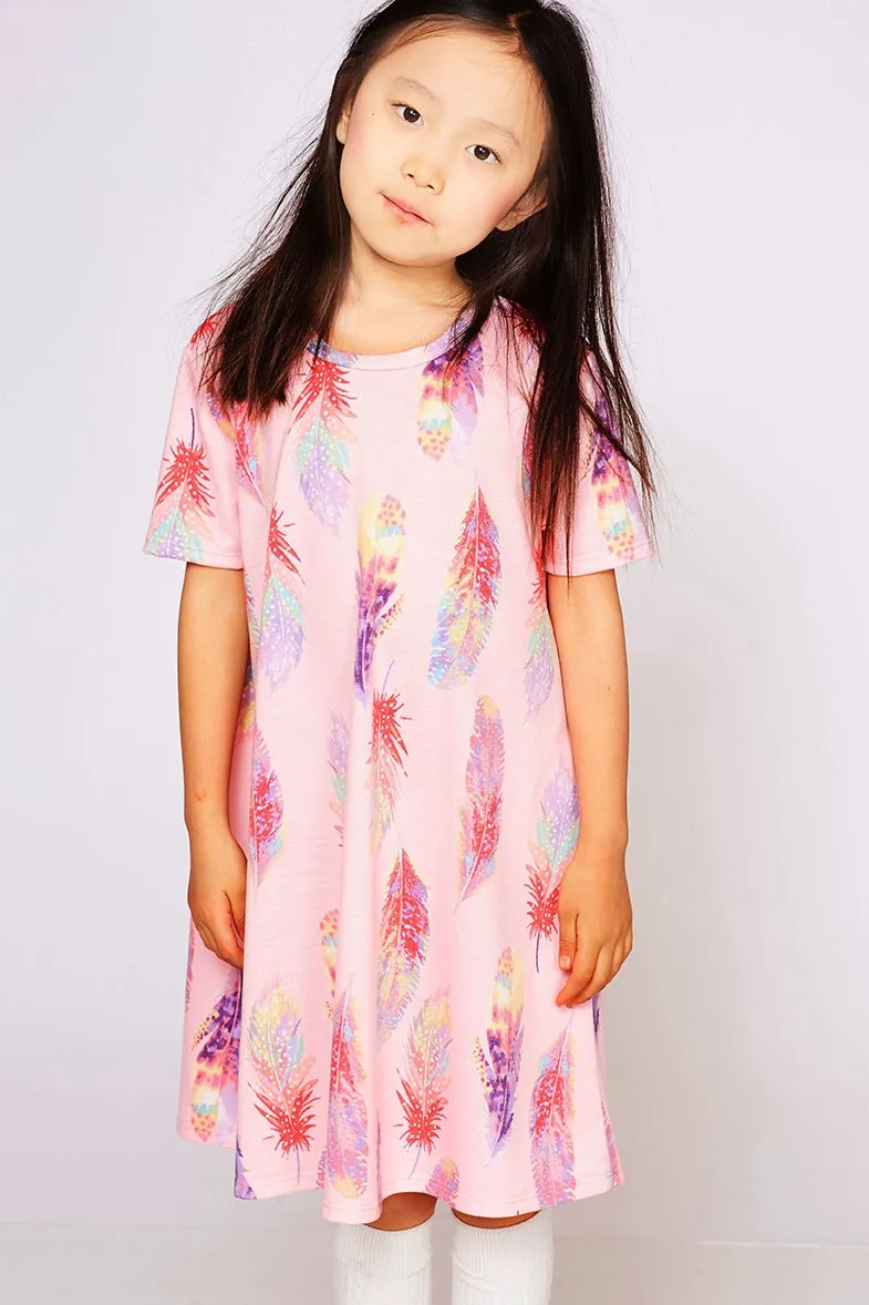 Feathered Girls Swing Dress