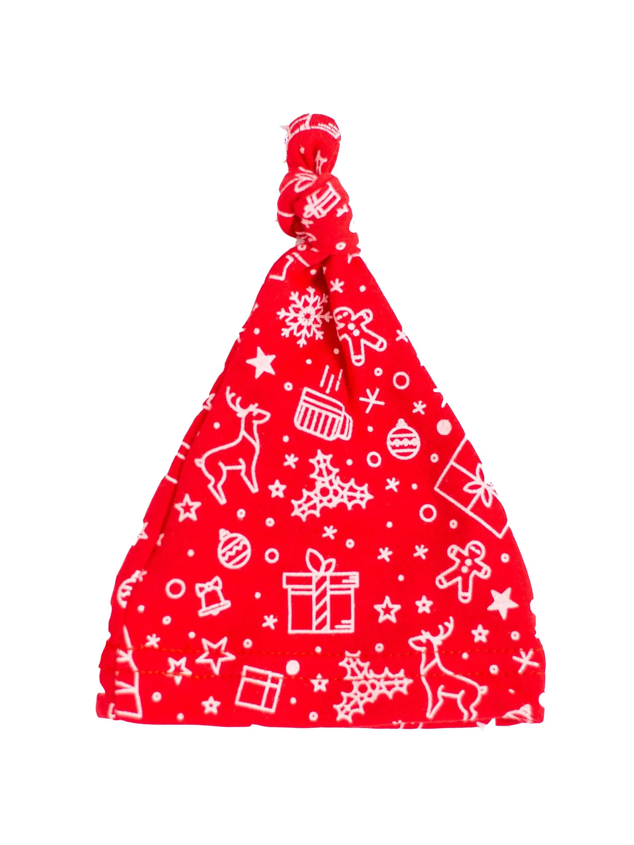 Festive knotted hat, Red, Premium 100% Organic Cotton