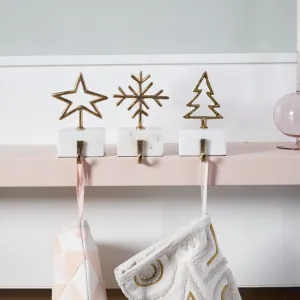 Festive White Marble Stocking Holders