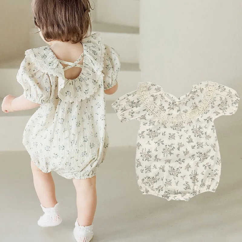 Floral Ruffle Romper Set for Baby Girls