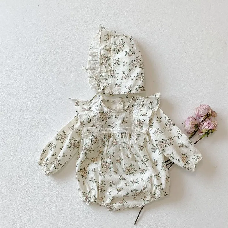 Floral Ruffle Romper Set for Baby Girls