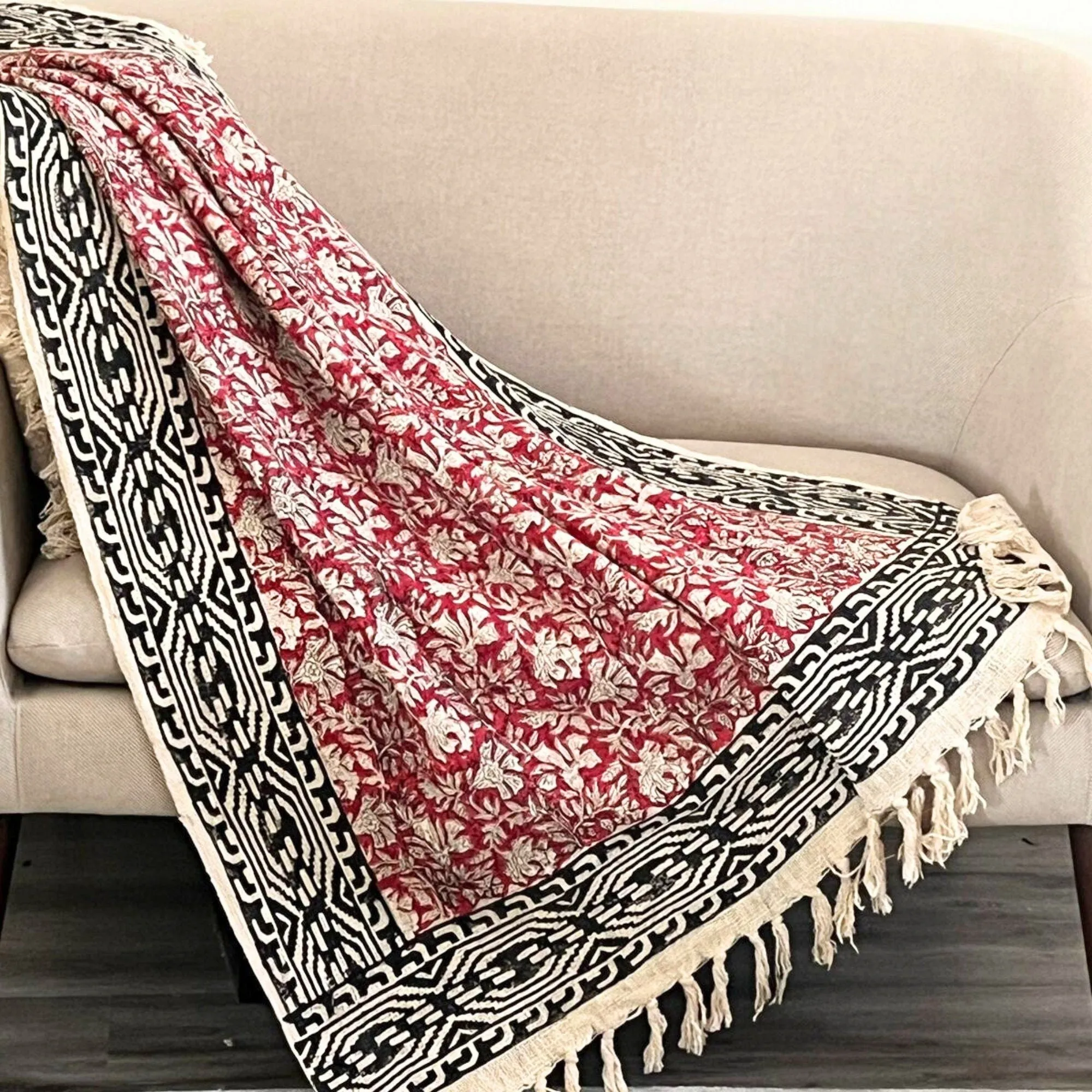 Gift Red throw blanket, Bohemian home decor, Woven blanket couch, Cotton Throw-Blanket, Throw blanket, Handmade gift for home