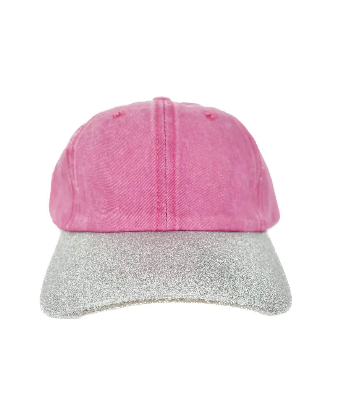 GIRLS Pink Hat with Silver Glitter Bill