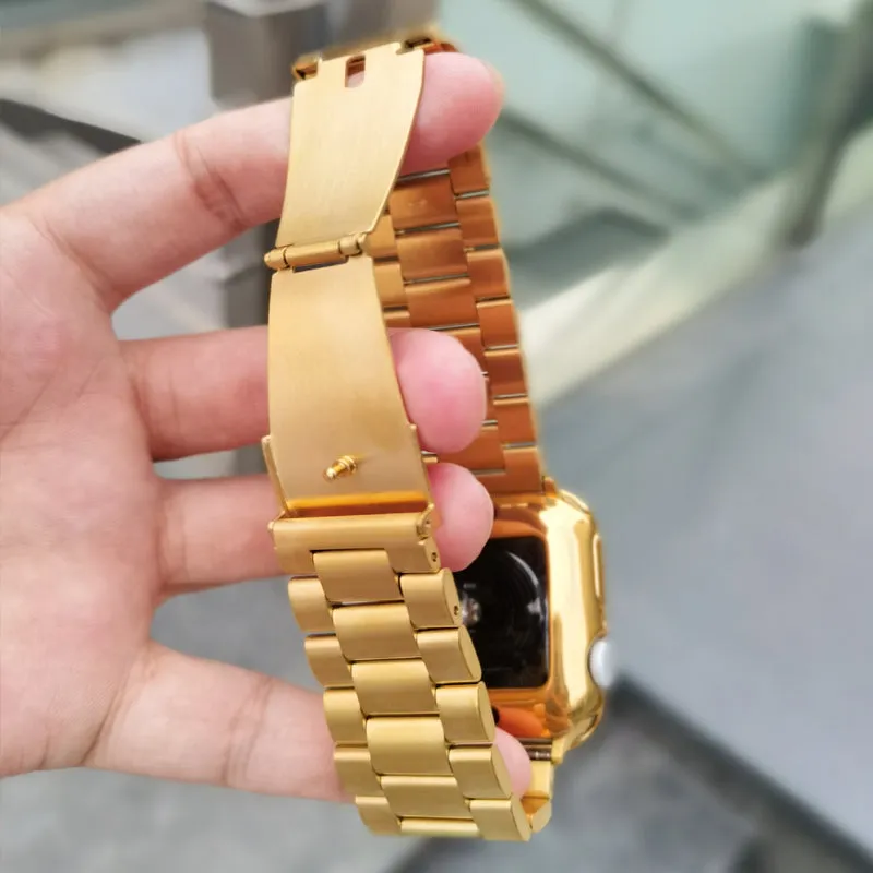 Gold Apple Watch Band, iwatch Band 38mm 40mm 42mm 44mm, Women Stainless Steel Watch Strap, Apple Watch Series 6 5 4 3 2 1 SE