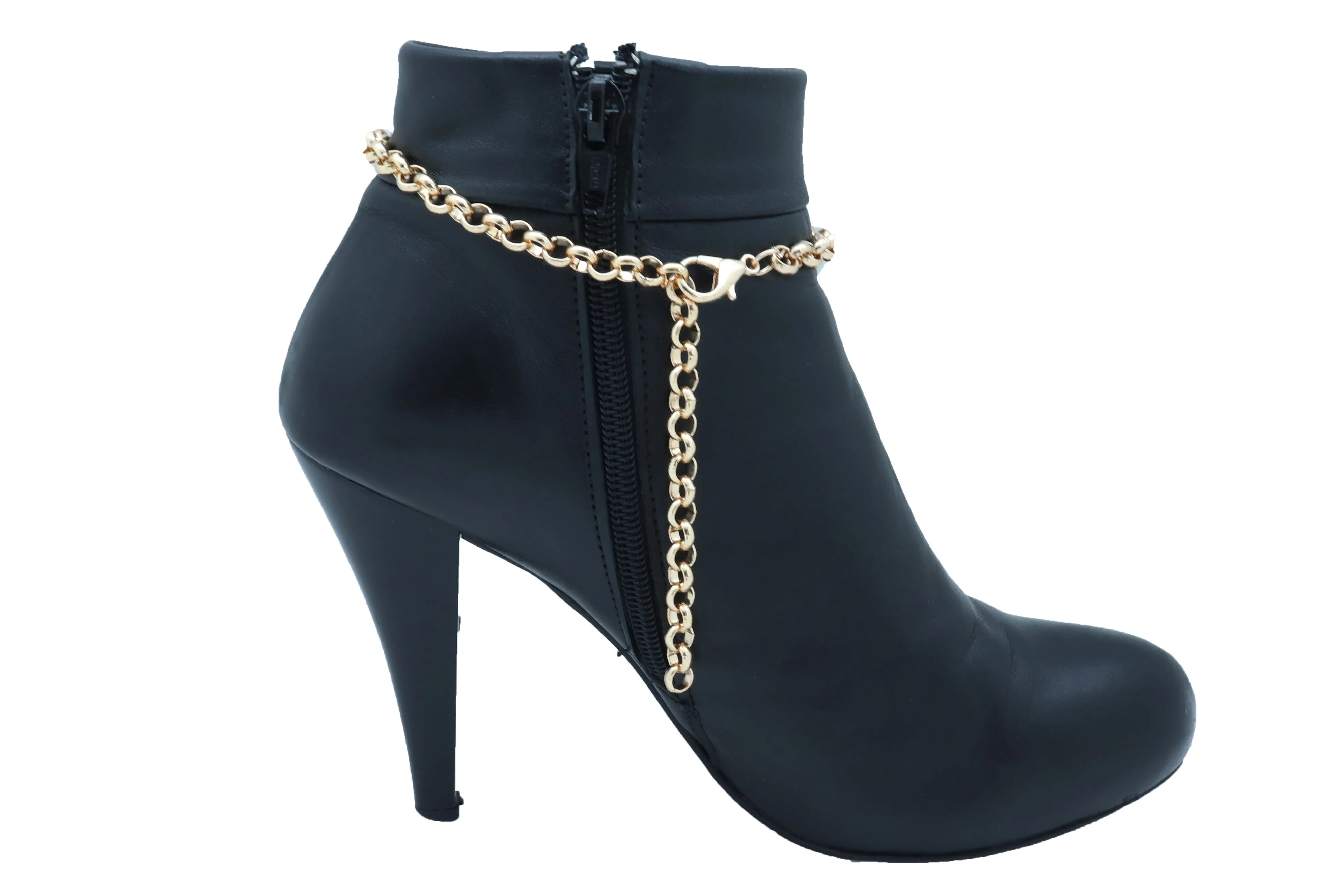 Gold Metal Chain Boot Bracelet Shoe Anklet Christmas Holiday Stocking Bling Charm