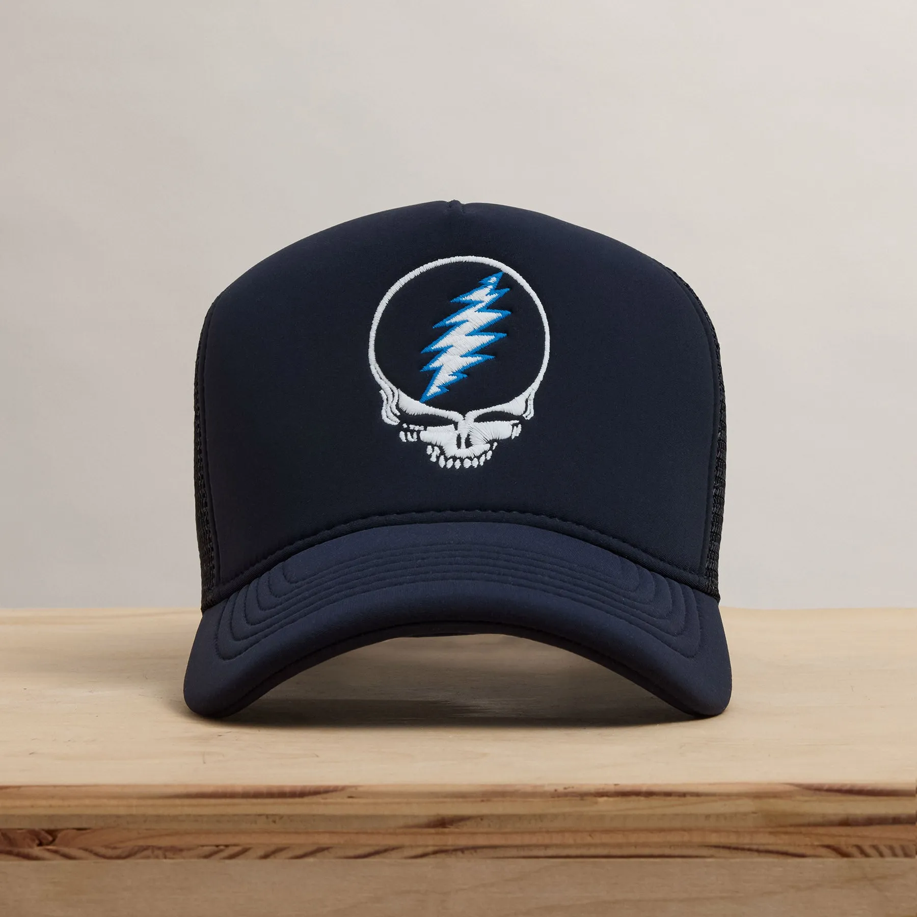 Grateful Dead Skull Embroidery Trucker - Navy