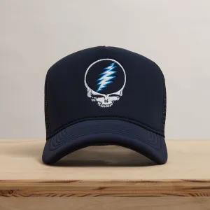 Grateful Dead Skull Embroidery Trucker - Navy