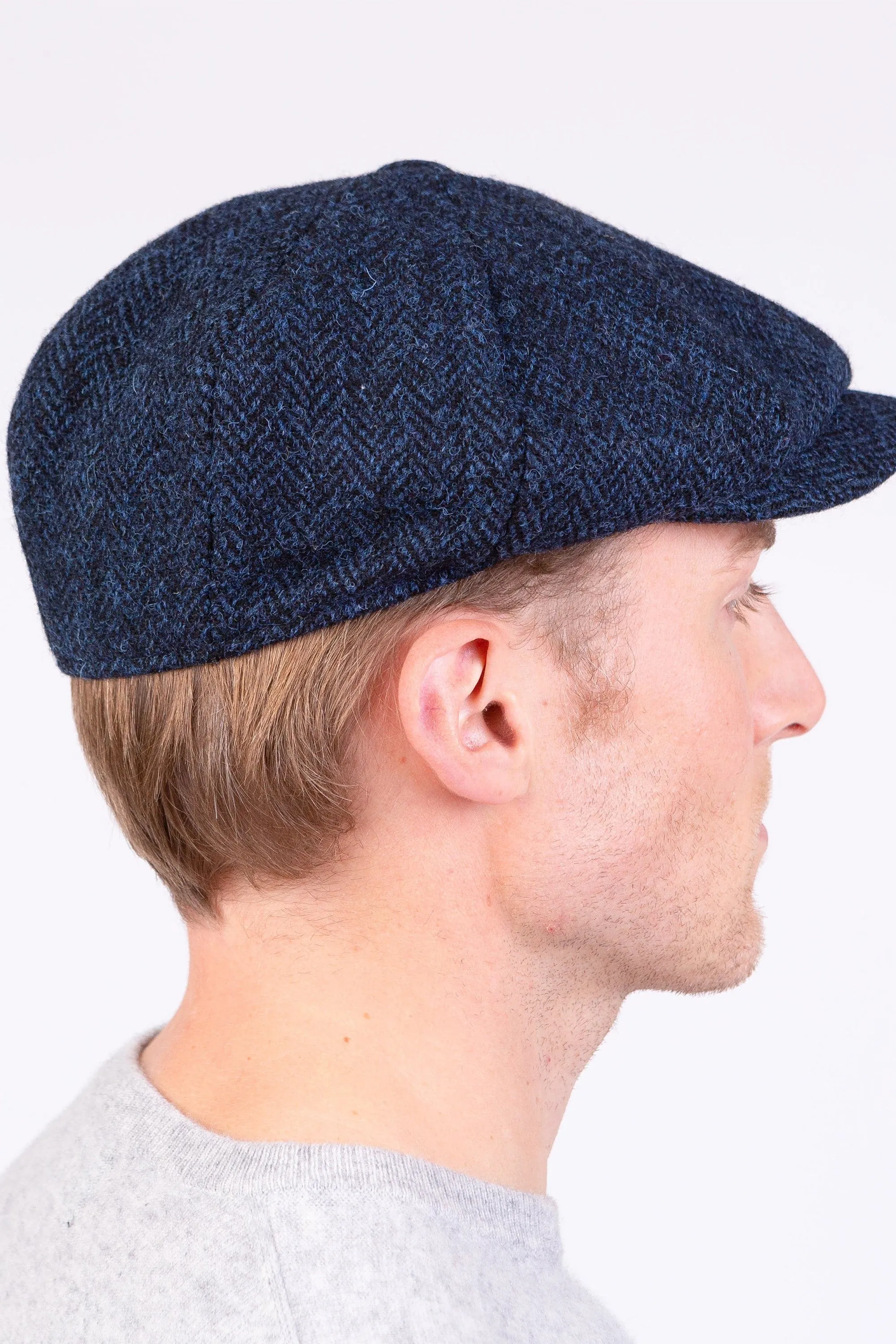 Harris Tweed Carloway Hat - Dark Navy Herringbone