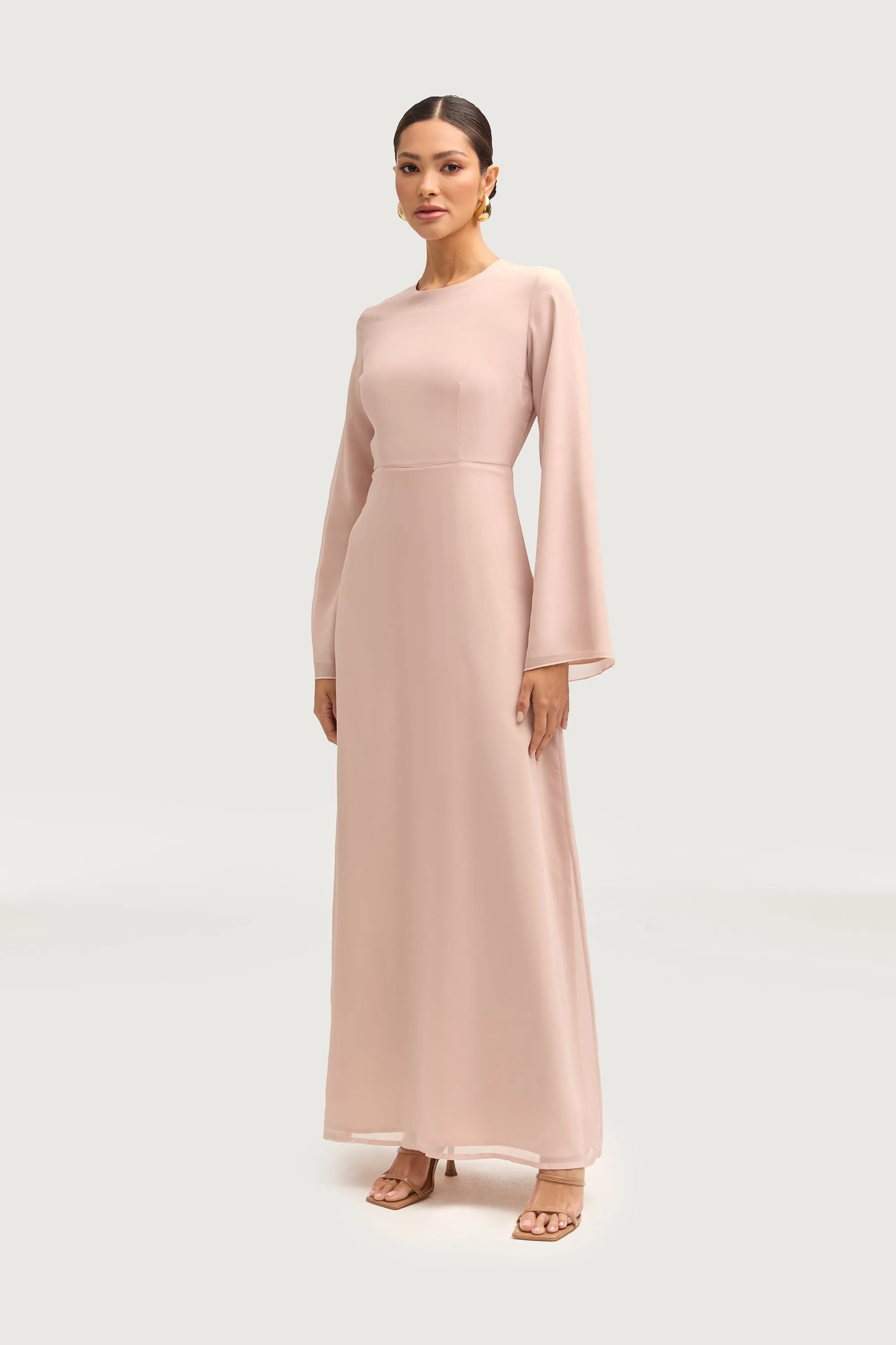 Hawa Two Piece Abaya & Dress Set - Jasmine Pink