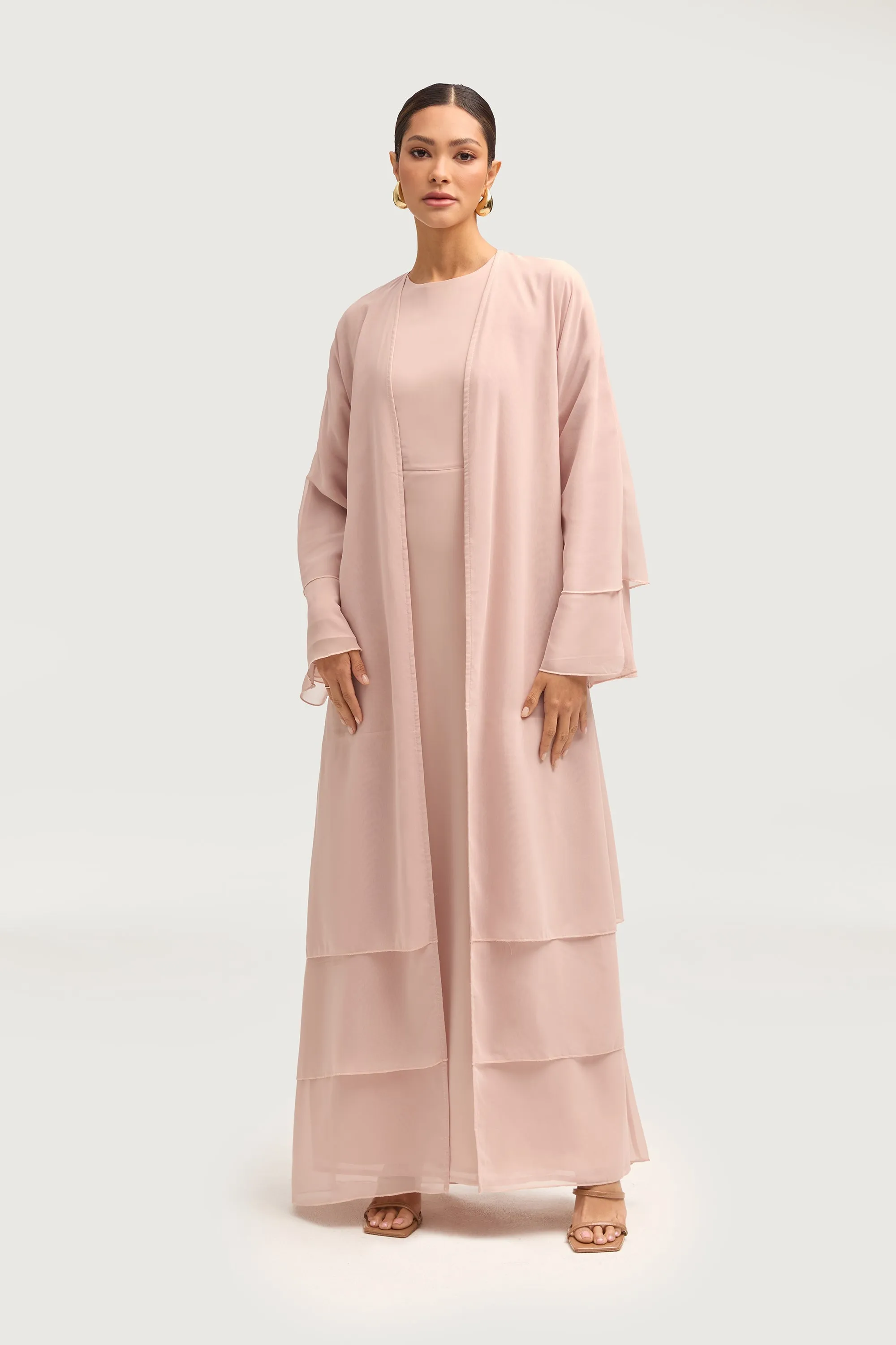 Hawa Two Piece Abaya & Dress Set - Jasmine Pink