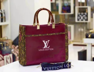 Louis Vuitton Women's Handbag with Brand Tag and Belt (Maroon) Design B