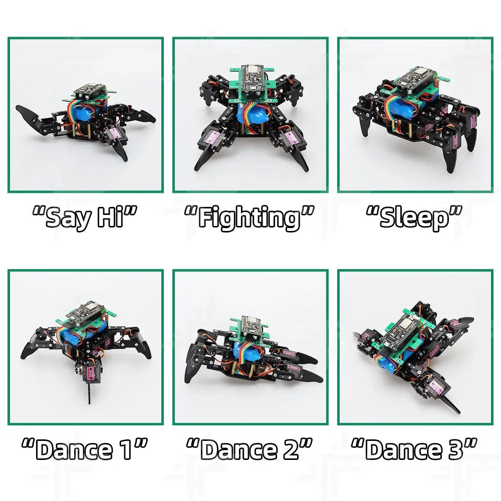 New Spider Four-Legged Robotics Starter Kit WiFi Controlled DIY STEM Robot Kit Smart Robot Car for School Education