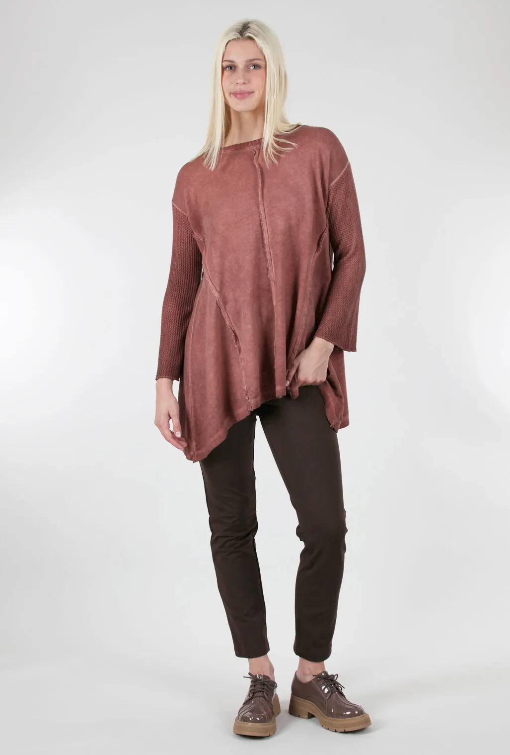 Oil-Wash Raw-Seam Tunic, Paprika